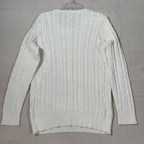 St John's Bay XL Off White Chunky Cable Knit Long Sleeve Crewneck Sweater XL NWT - Picture 2 of 13